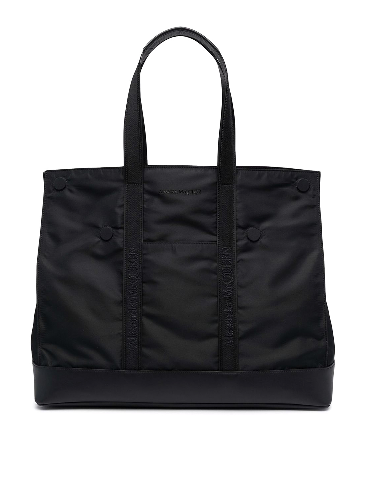Shop Alexander Mcqueen Logo-embroidered Fabric Tote In Black