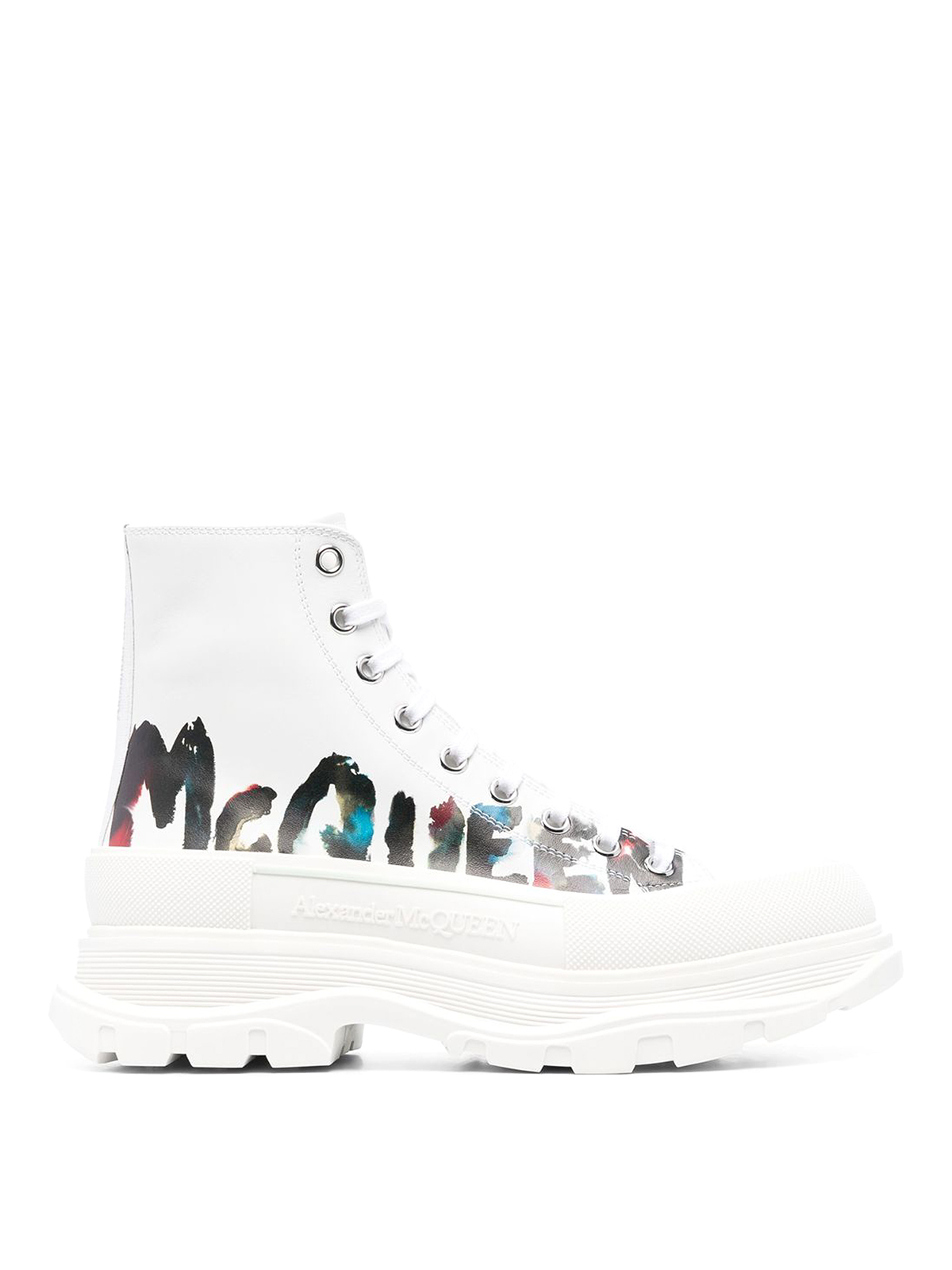 Alexander Mcqueen Graffiti-print Boots In White