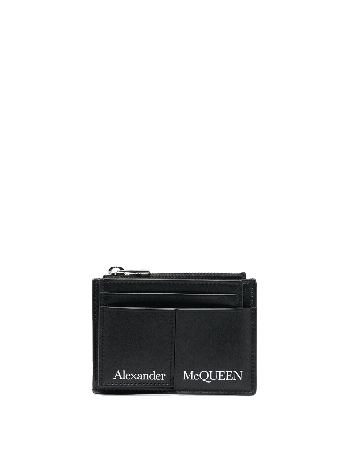Alexander Mcqueen Leather Cardholder With Logo In Black