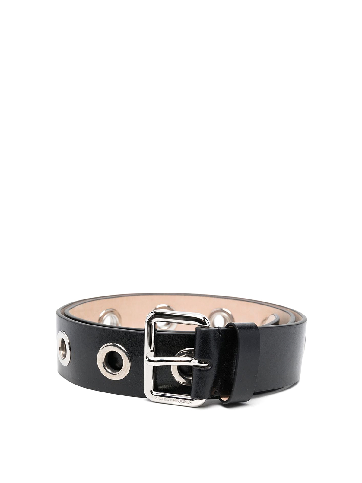 Shop Alexander Mcqueen Leather Belt With Eyelet In Black