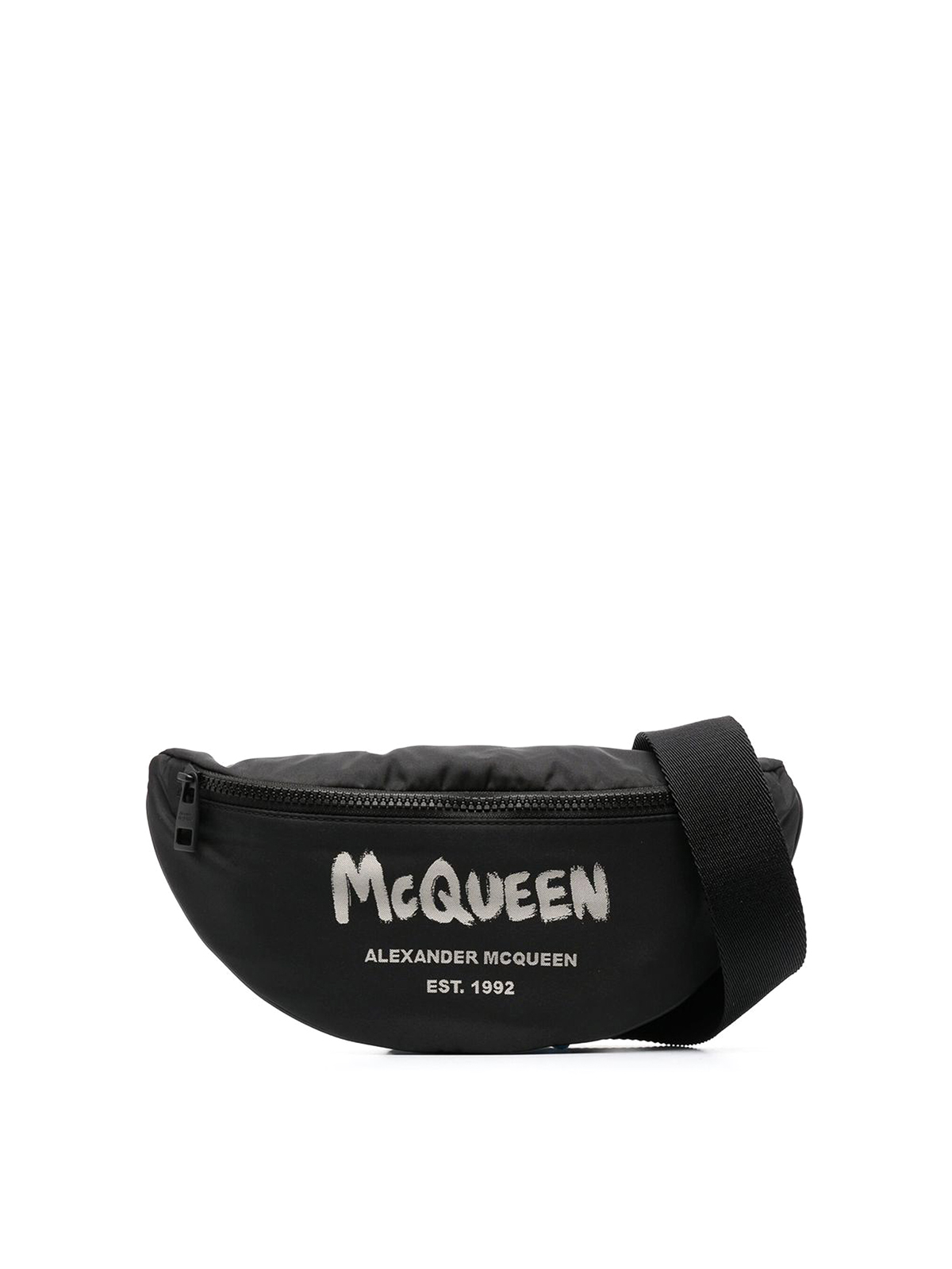 ALEXANDER MCQUEEN FABRIC BELT BAG WITH LOGO ON THE FRONT