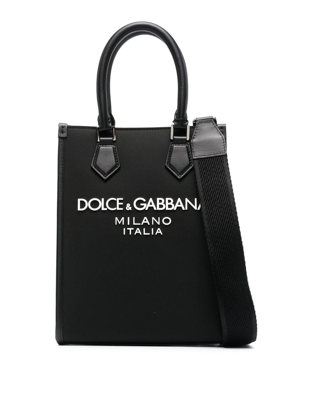 Dolce & Gabbana Leather Bag With Logo On The Front In Black