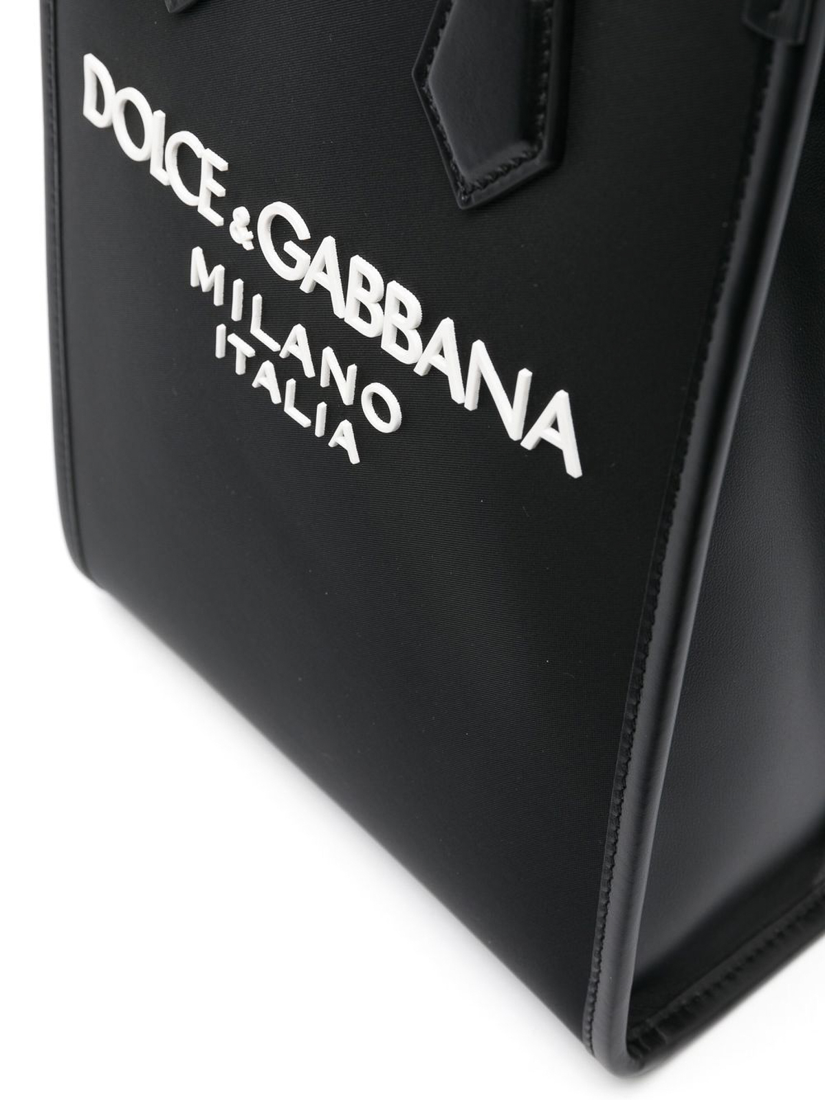 Shop Dolce & Gabbana Leather Bag With Logo On The Front In Black