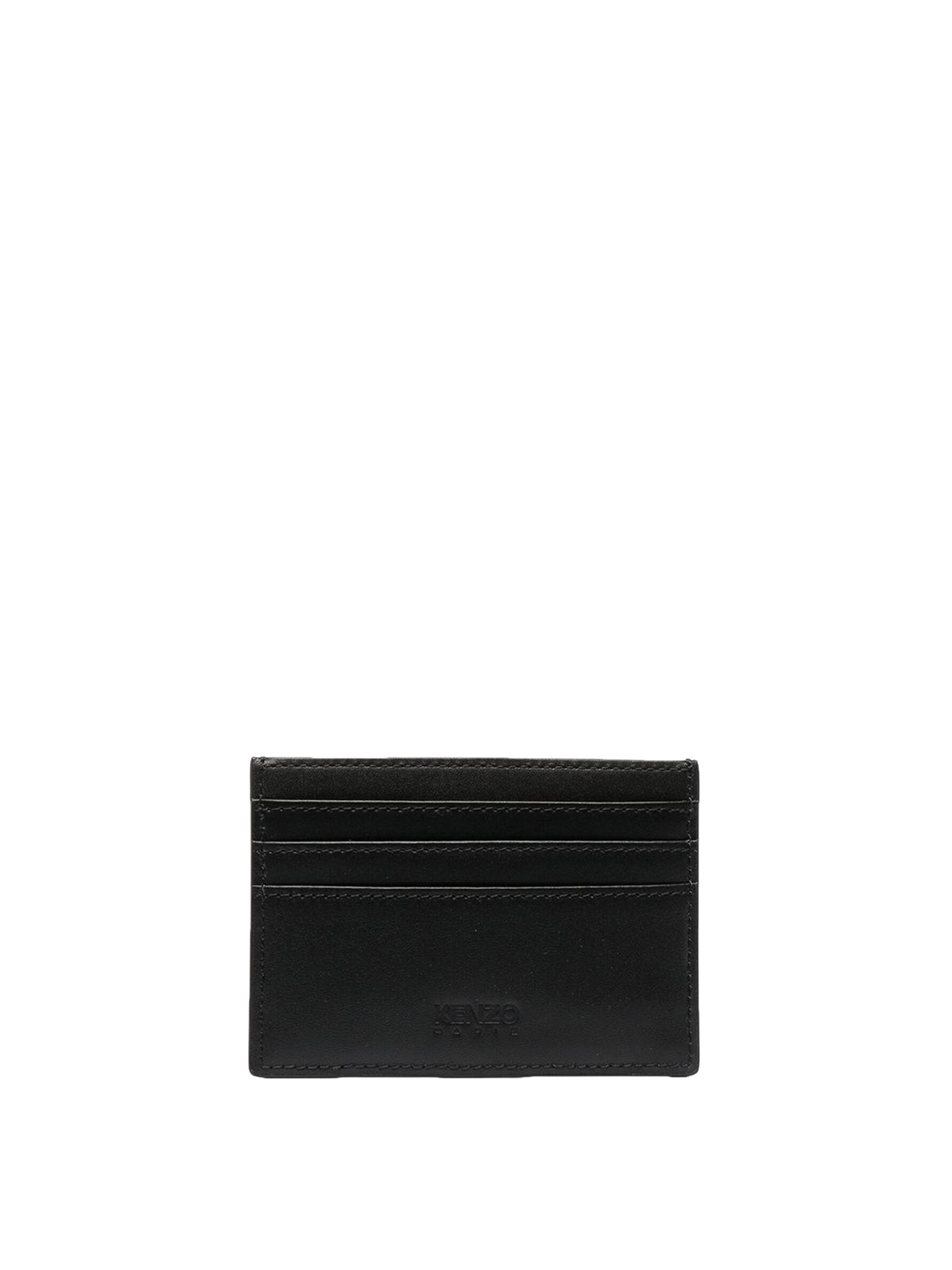 Shop Kenzo Leather Cardholder With Logo-patch In Black