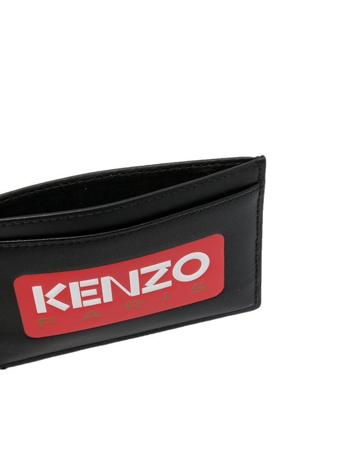 Shop Kenzo Leather Cardholder With Logo-patch In Black