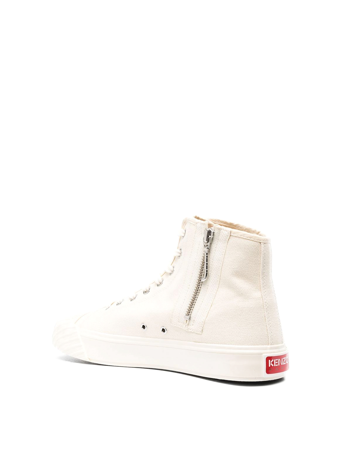 Shop Kenzo Fabbric Sneakers With Logo And Side Zip In White