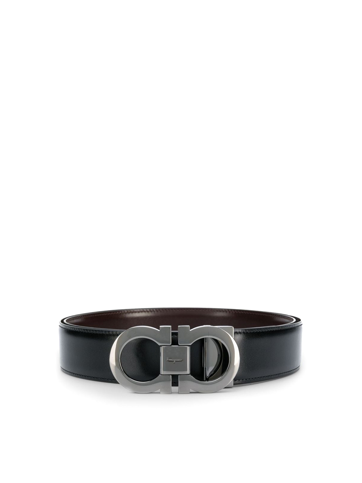 Ferragamo Leather Belt With Engraved Logo In Negro