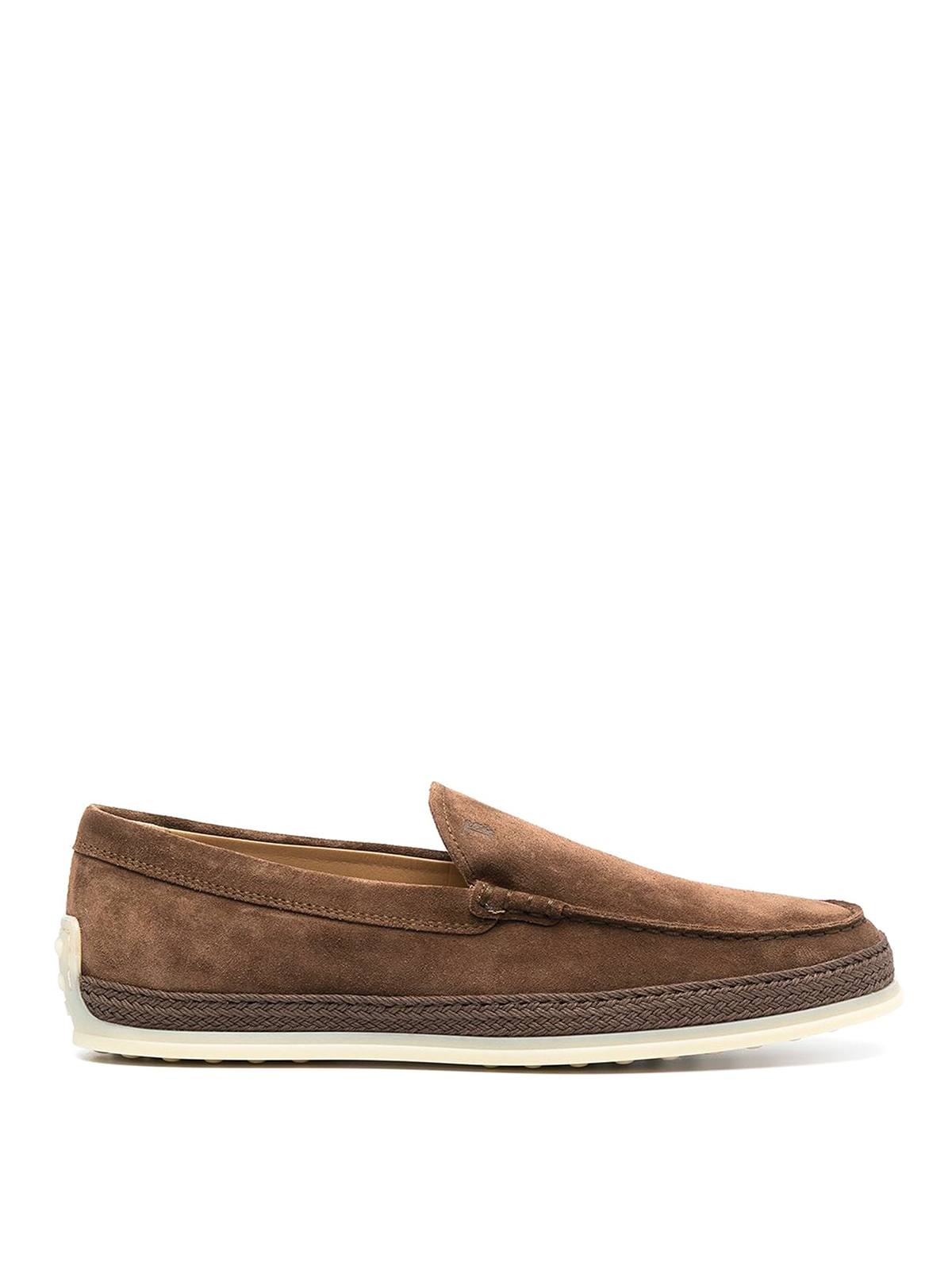 Tod's Leather Espadrilles With Embroidered Logo In Brown