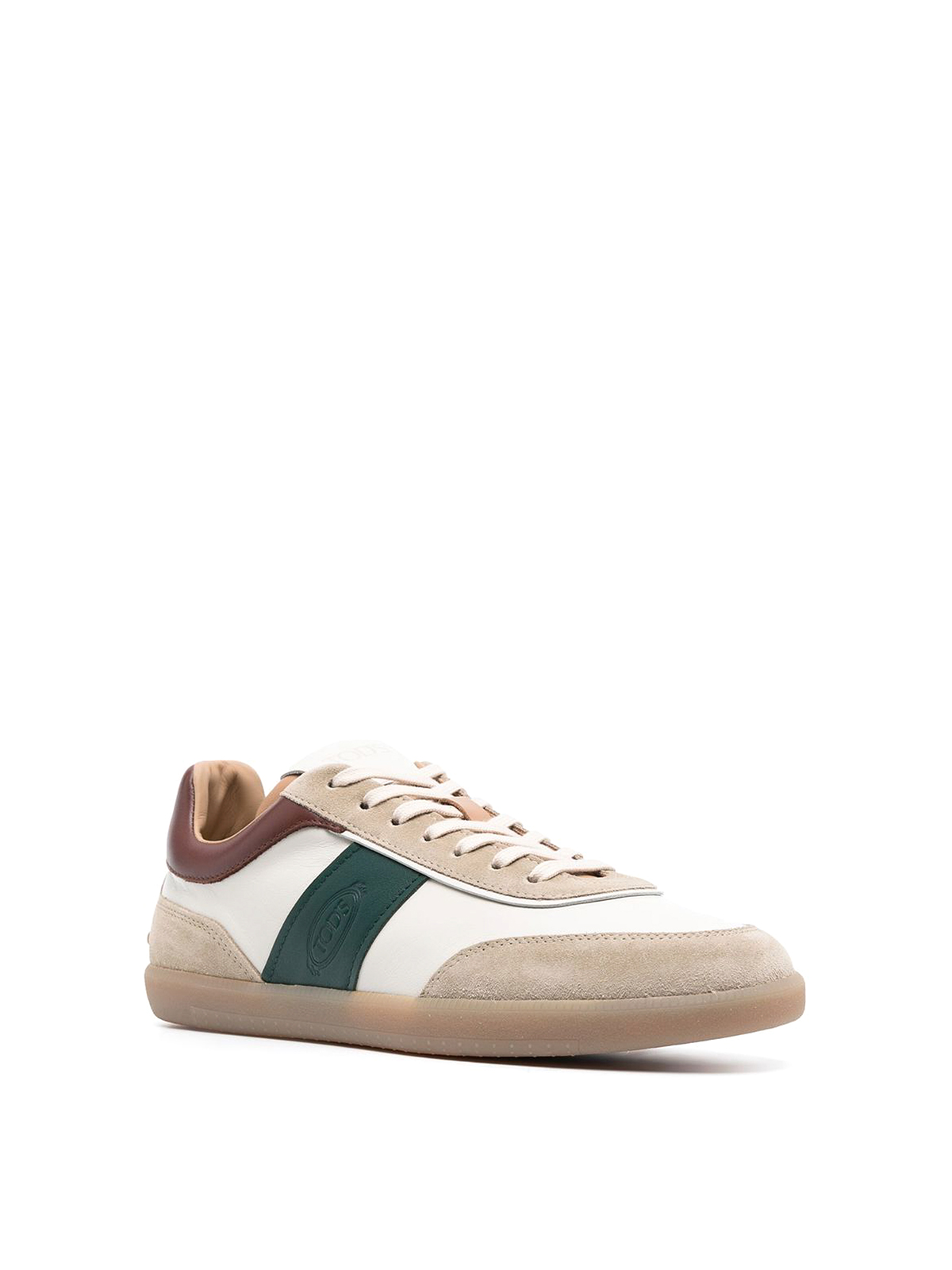 Shop Tod's Leather Colour-block Designed Sneakers In Marrón