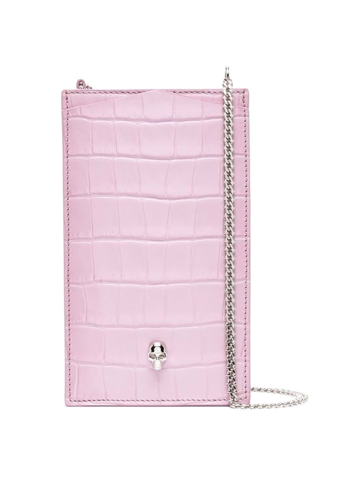 Alexander Mcqueen Leather Phone Bag With Rear Card Slots In Pink