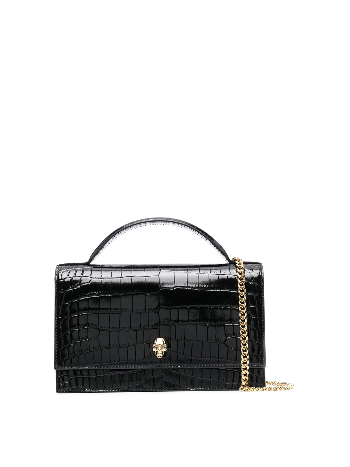 Alexander Mcqueen Medium Leather Bag With Skull Stud In Black