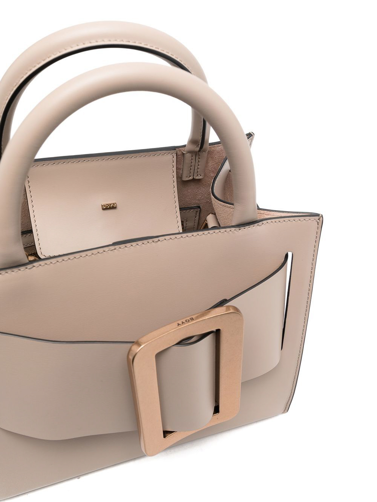 Shop Boyy Buckle Detailed Totes In Beige