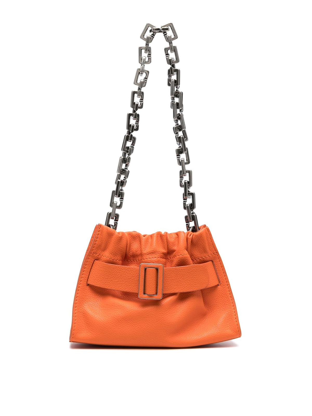 Boyy Hammered Leather Shoulder Bag With Buckle In Orange