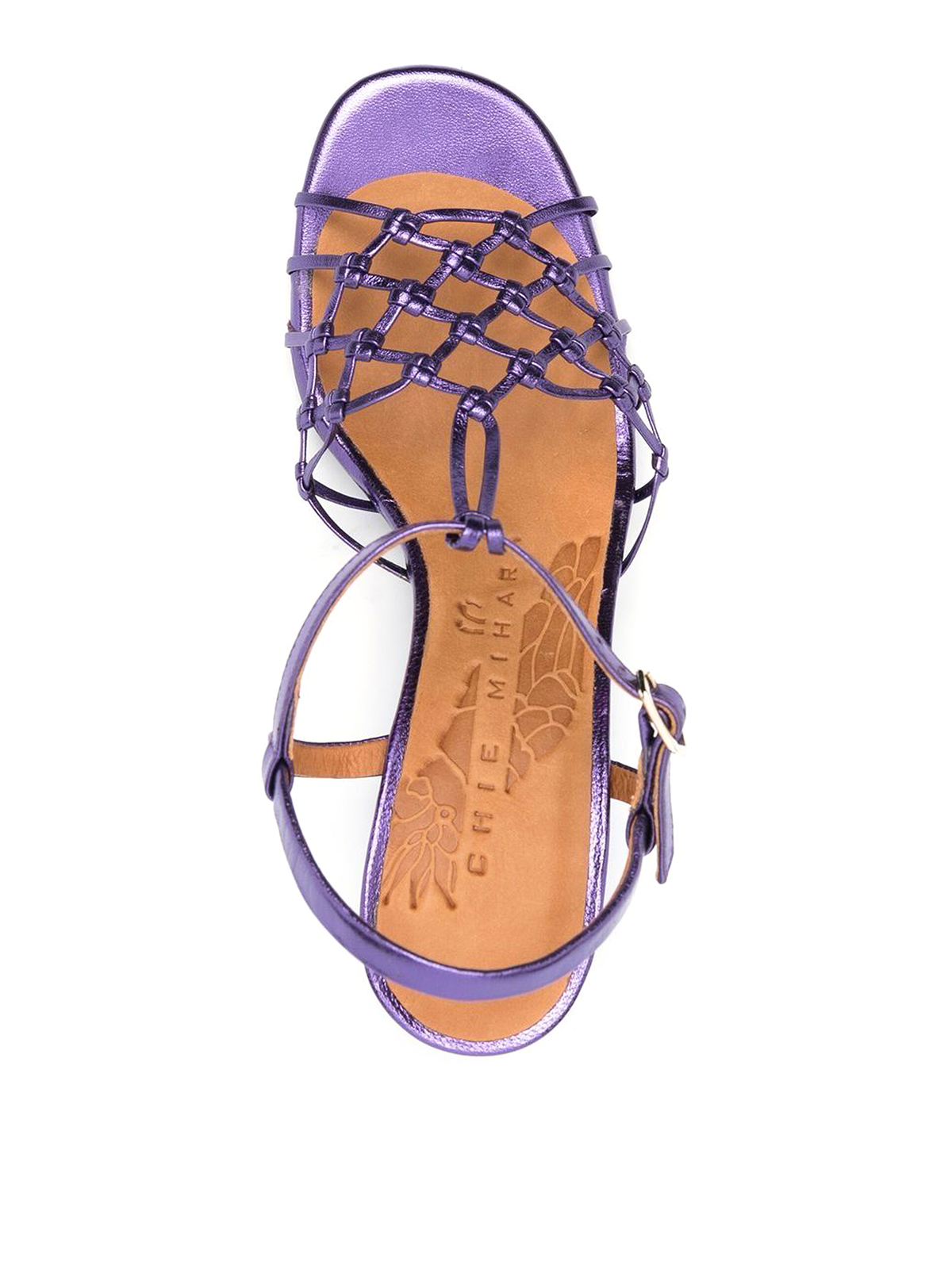 Shop Chie Mihara Cut-out Detailed Sandals In Mettalic Effect In Purple
