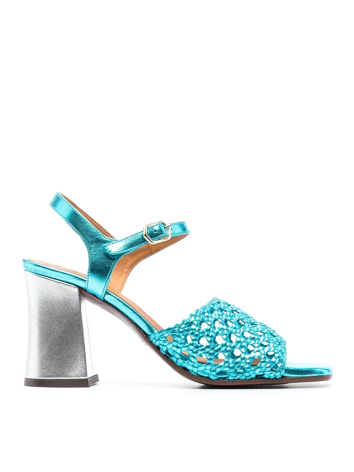 Shop Chie Mihara Cut-out Detailed Sandals In Mettalic Effect In Light Blue