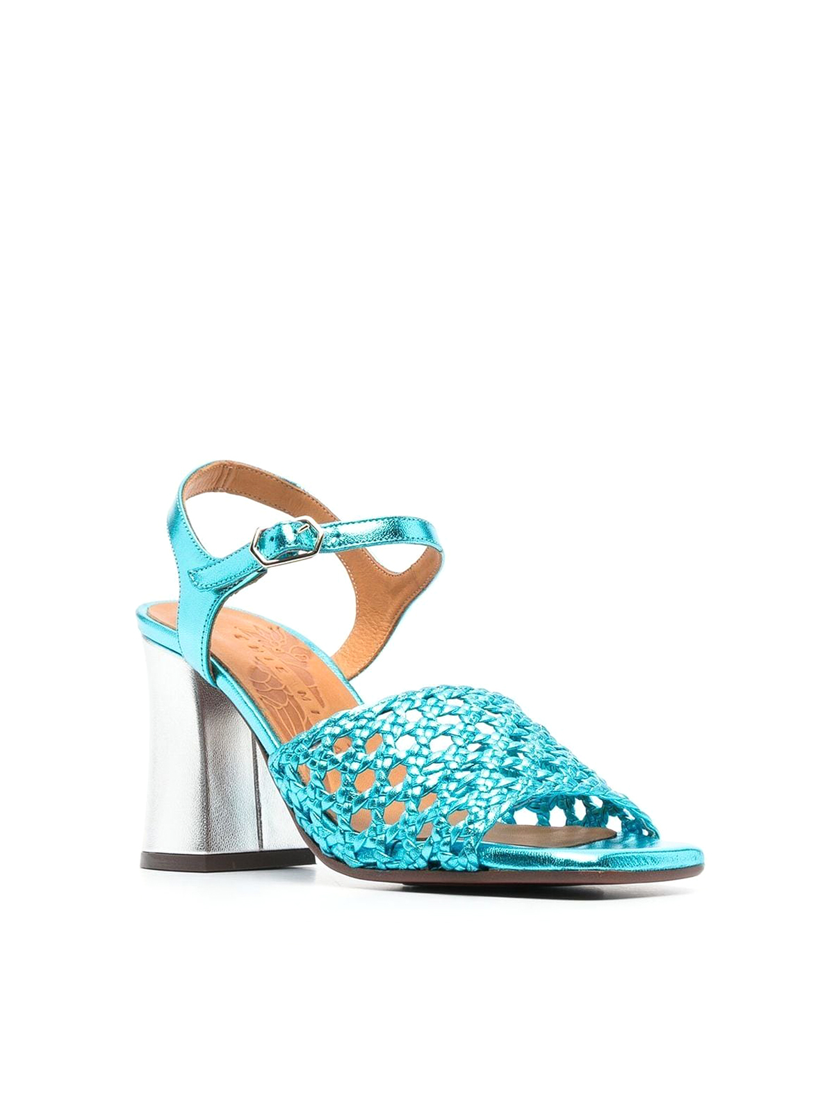 Shop Chie Mihara Cut-out Detailed Sandals In Mettalic Effect In Light Blue