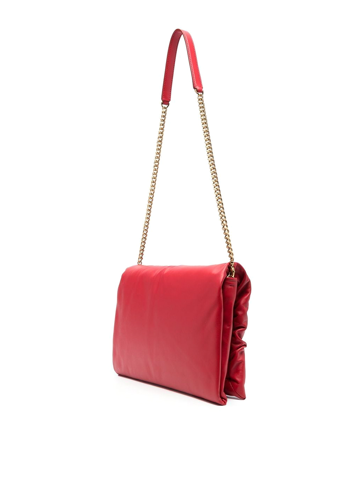 Shop Dolce & Gabbana Leather Clutch With Shoulder Chain In Red