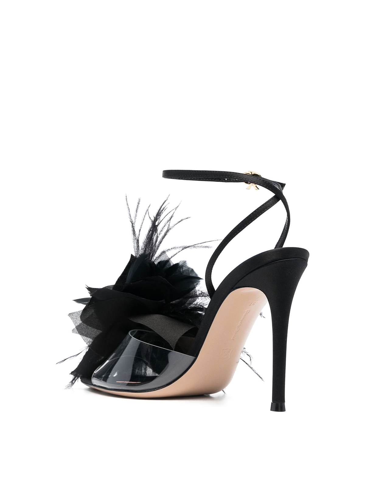 Shop Gianvito Rossi High Stiletto Heeled Sandals With Feathers In Black