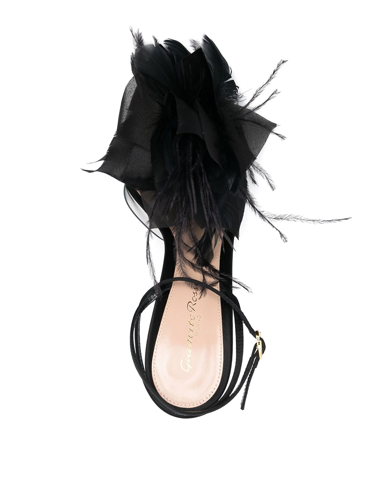 Shop Gianvito Rossi High Stiletto Heeled Sandals With Feathers In Black