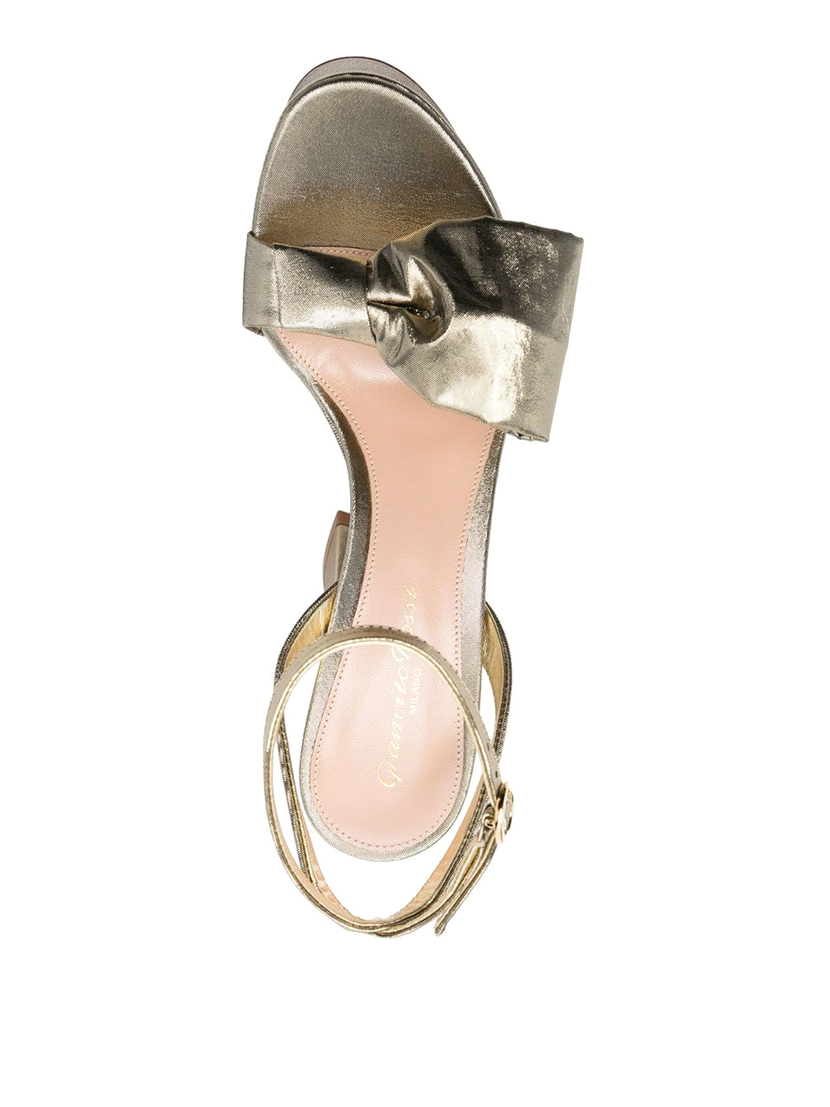 Shop Gianvito Rossi Metallic Finished Sandals With Bow Detail In Gold
