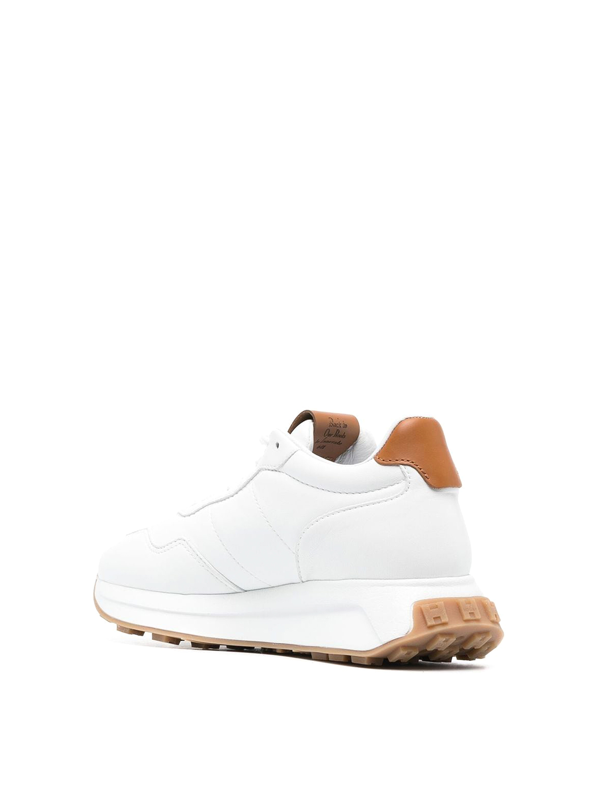 Shop Hogan Leather Sneakers With Double Logo In White