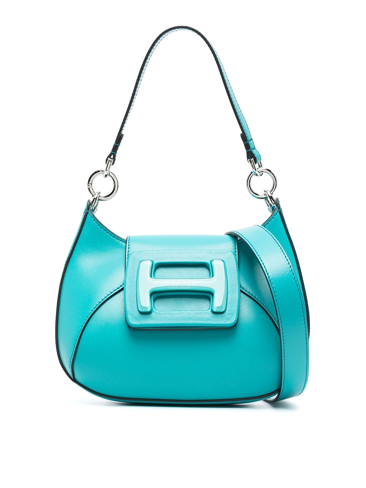 Hogan H-bag Curved Bag With H Plaque In Light Blue
