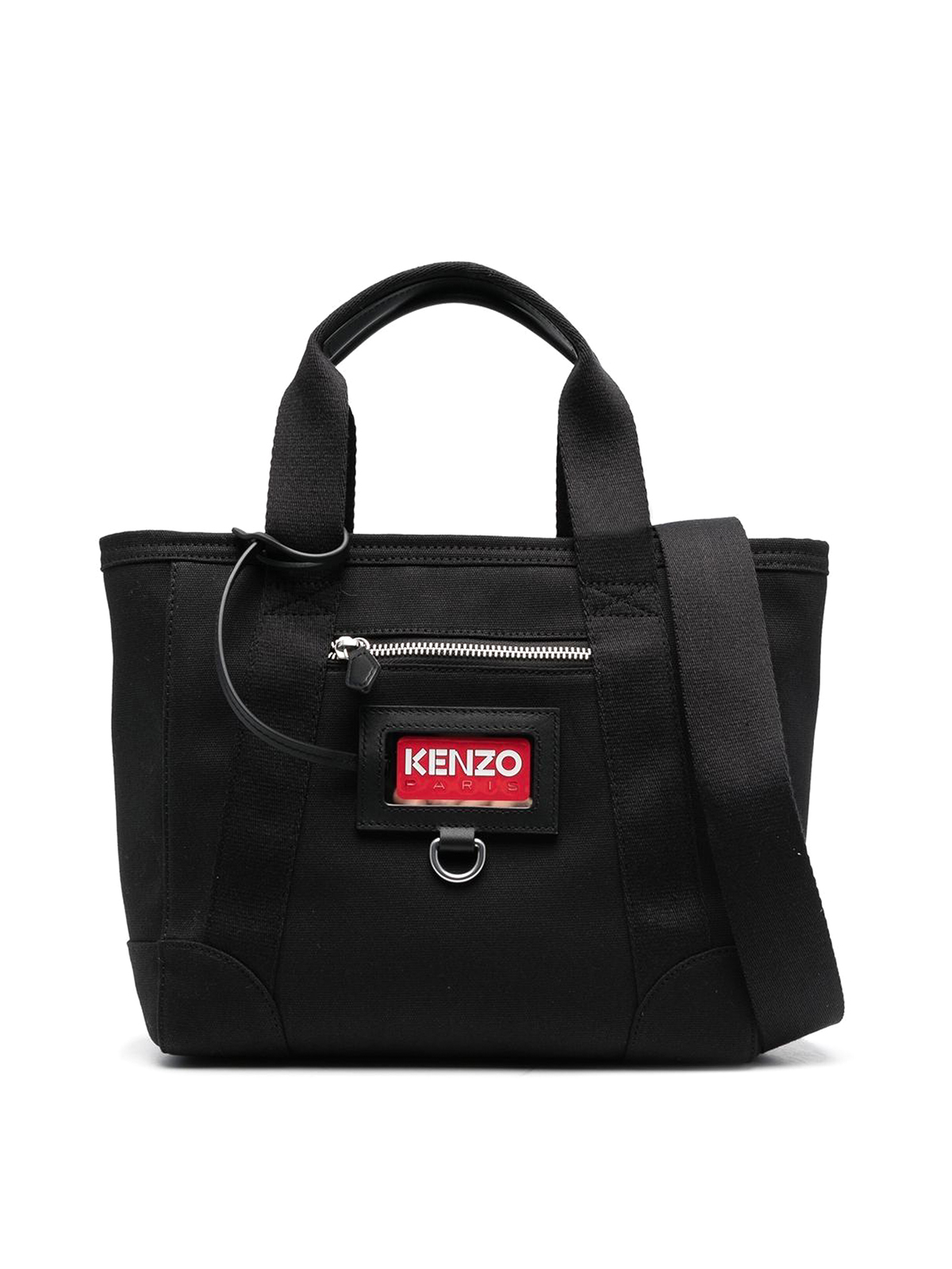 Shop Kenzo Cotton Tote With Logo-tag In Black