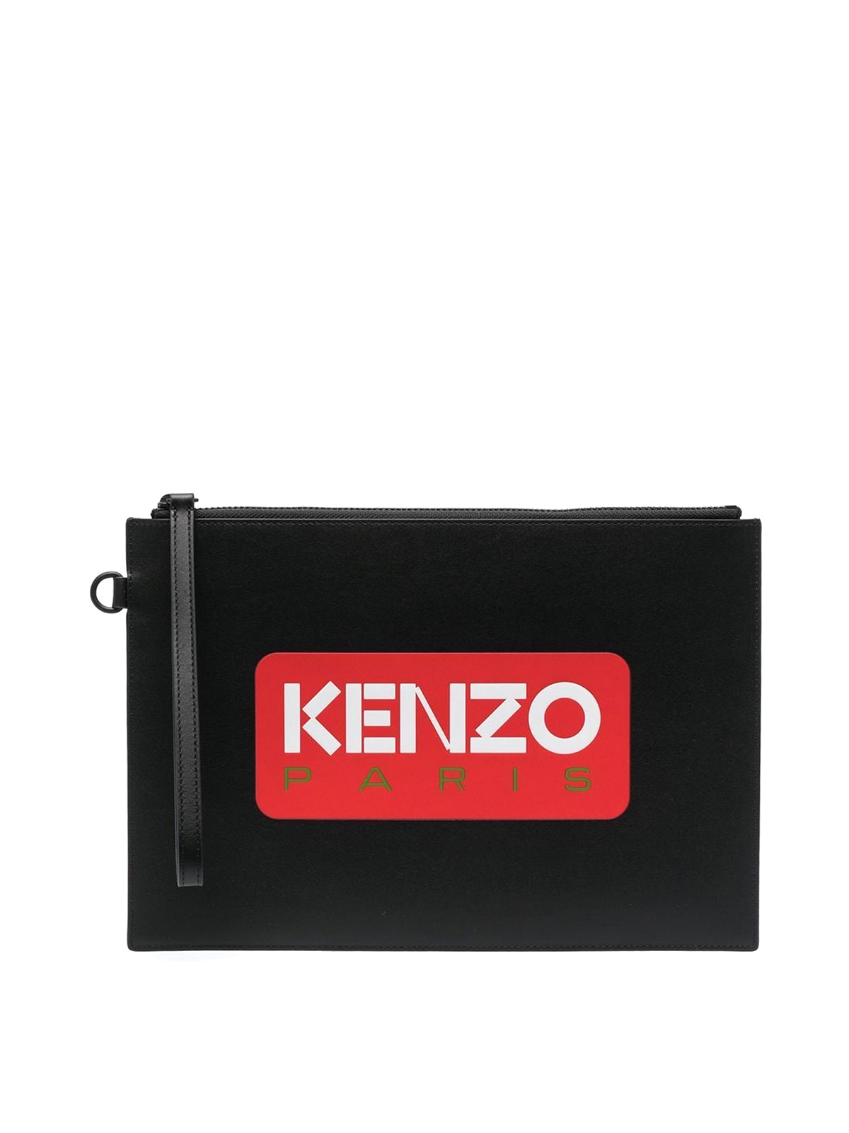 Kenzo Leather Wallet With Logo Patch In Black