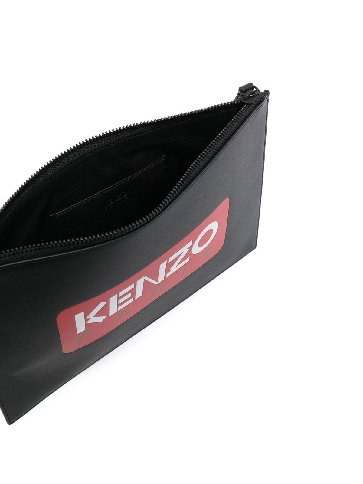 Shop Kenzo Leather Wallet With Logo Patch In Black