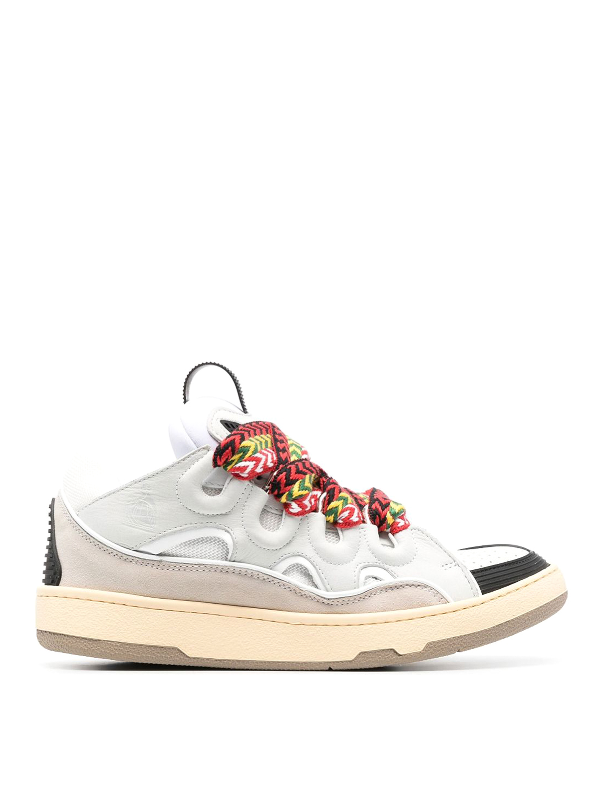 Shop Lanvin Curb Sneakers With Multicolour Laces In White