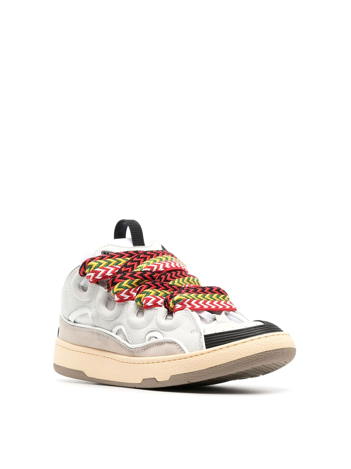 Shop Lanvin Curb Sneakers With Multicolour Laces In White