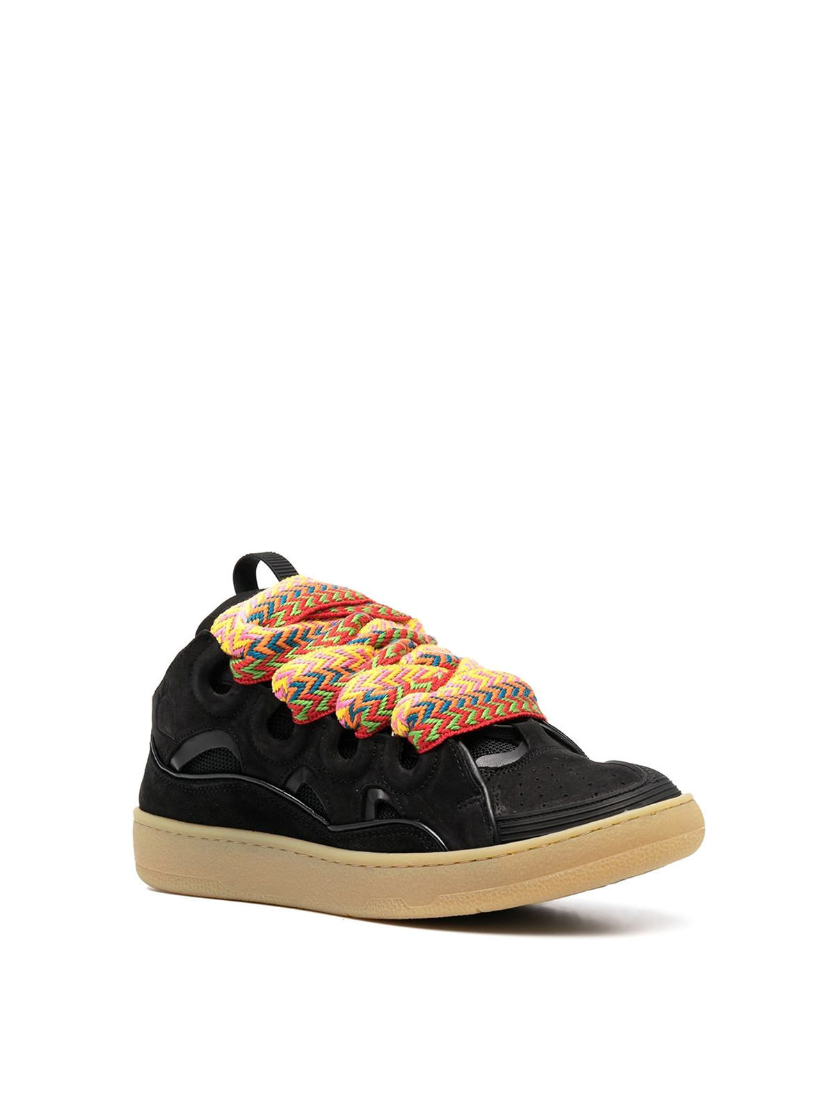 Shop Lanvin Curb Sneakers With Multicolour Laces In Black