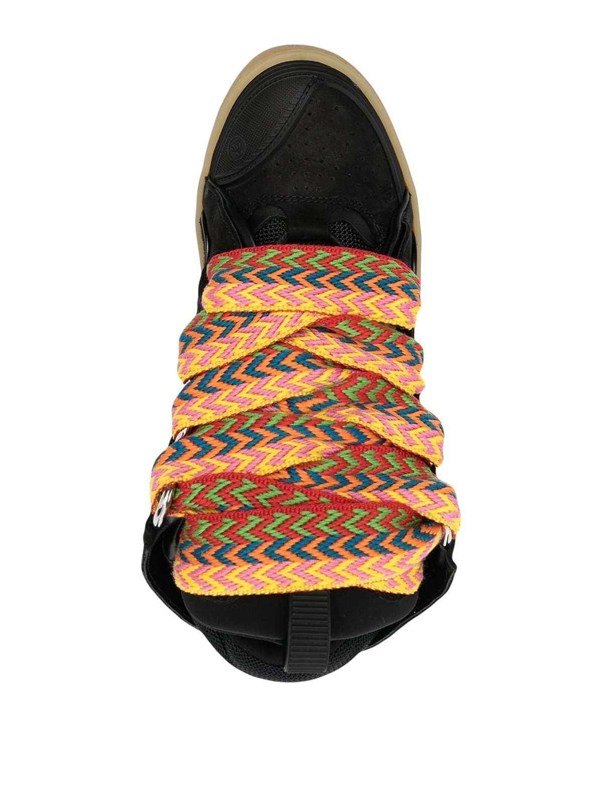 Shop Lanvin Curb Sneakers With Multicolour Laces In Black