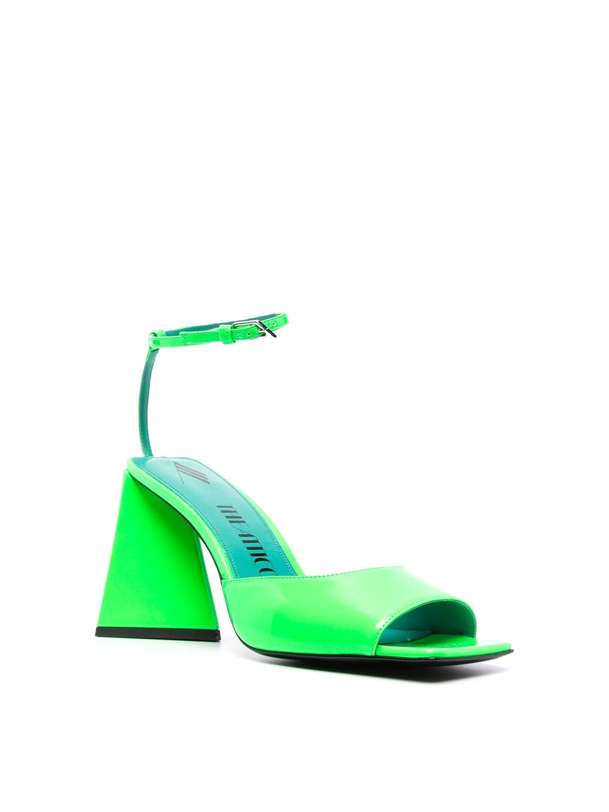 Shop Attico Piper Sandals With Sculpted Heel In Green