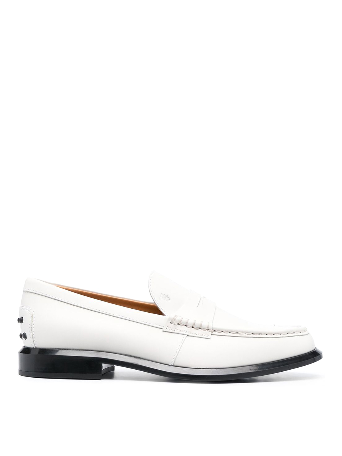 Tod's Leather Loafers With Rubber Sole In White
