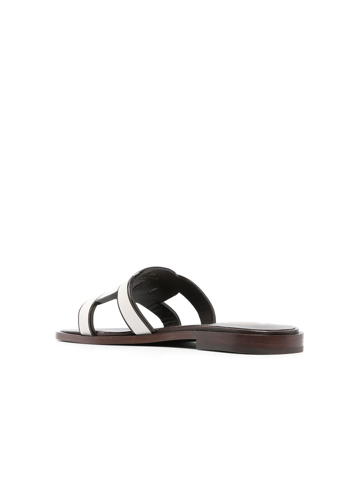 Shop Tod's Flat Sandals In Leather With Open Toe In White