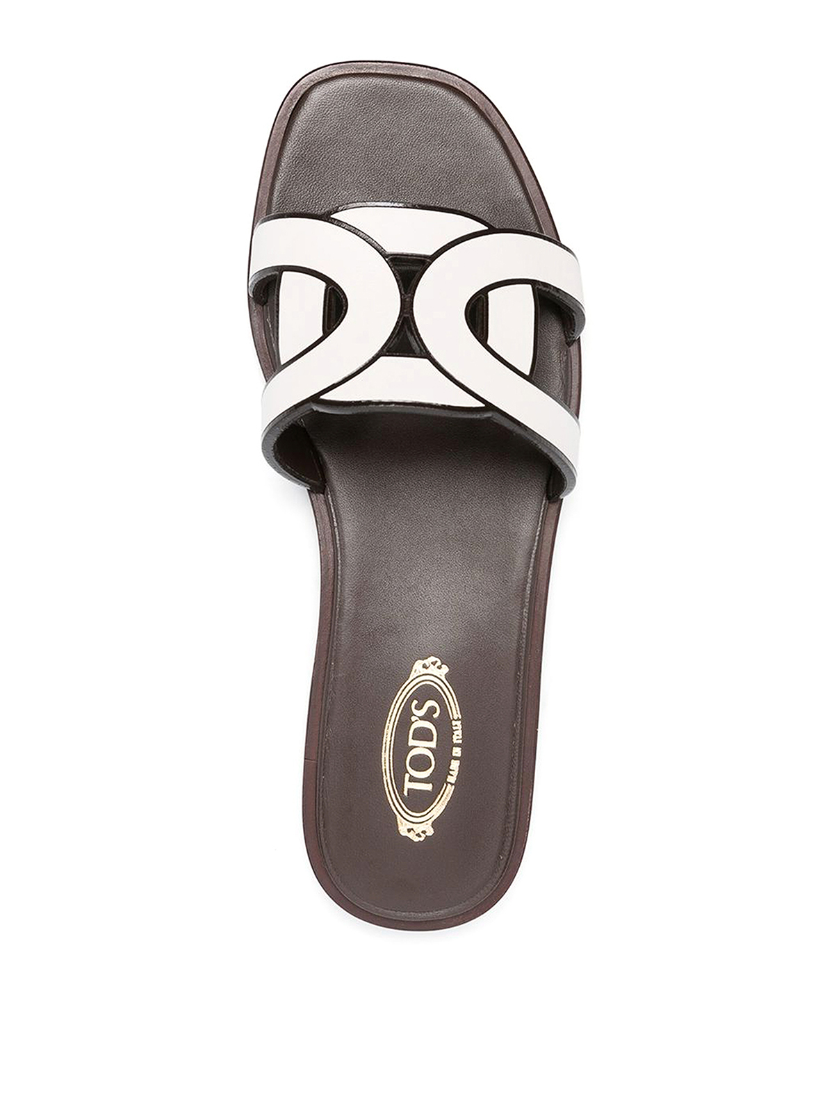 Shop Tod's Flat Sandals In Leather With Open Toe In White