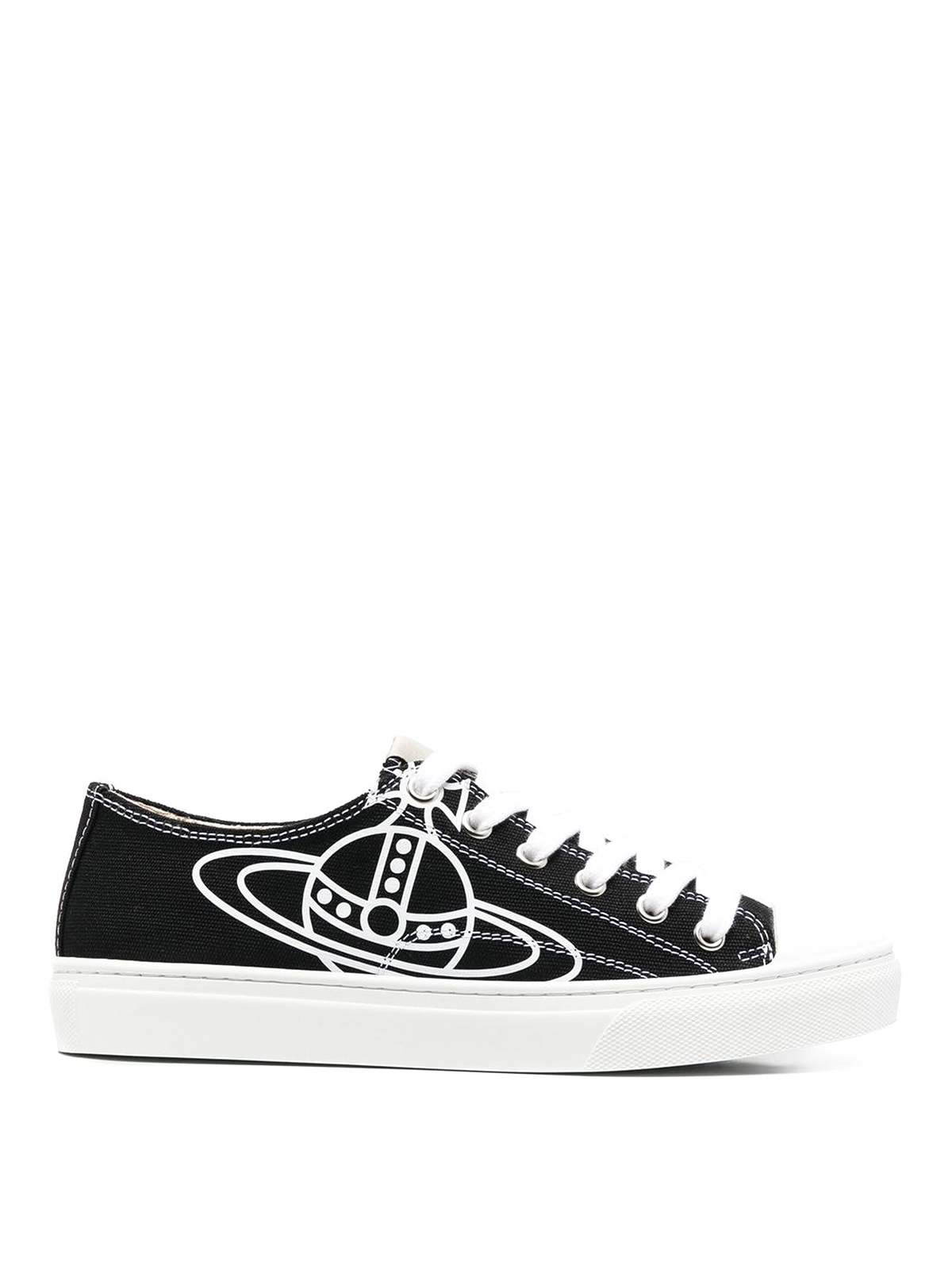 Shop Vivienne Westwood Canvas Sneakers With Logo Orb Print In Black