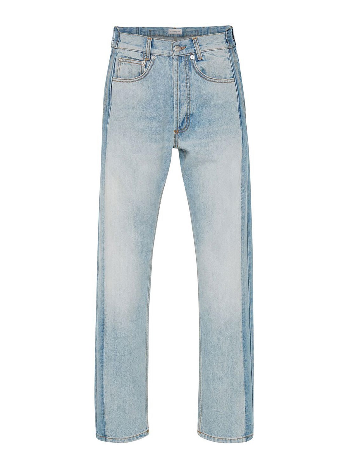 Shop Alexander Mcqueen Faded Denim Jeans In Light Wash