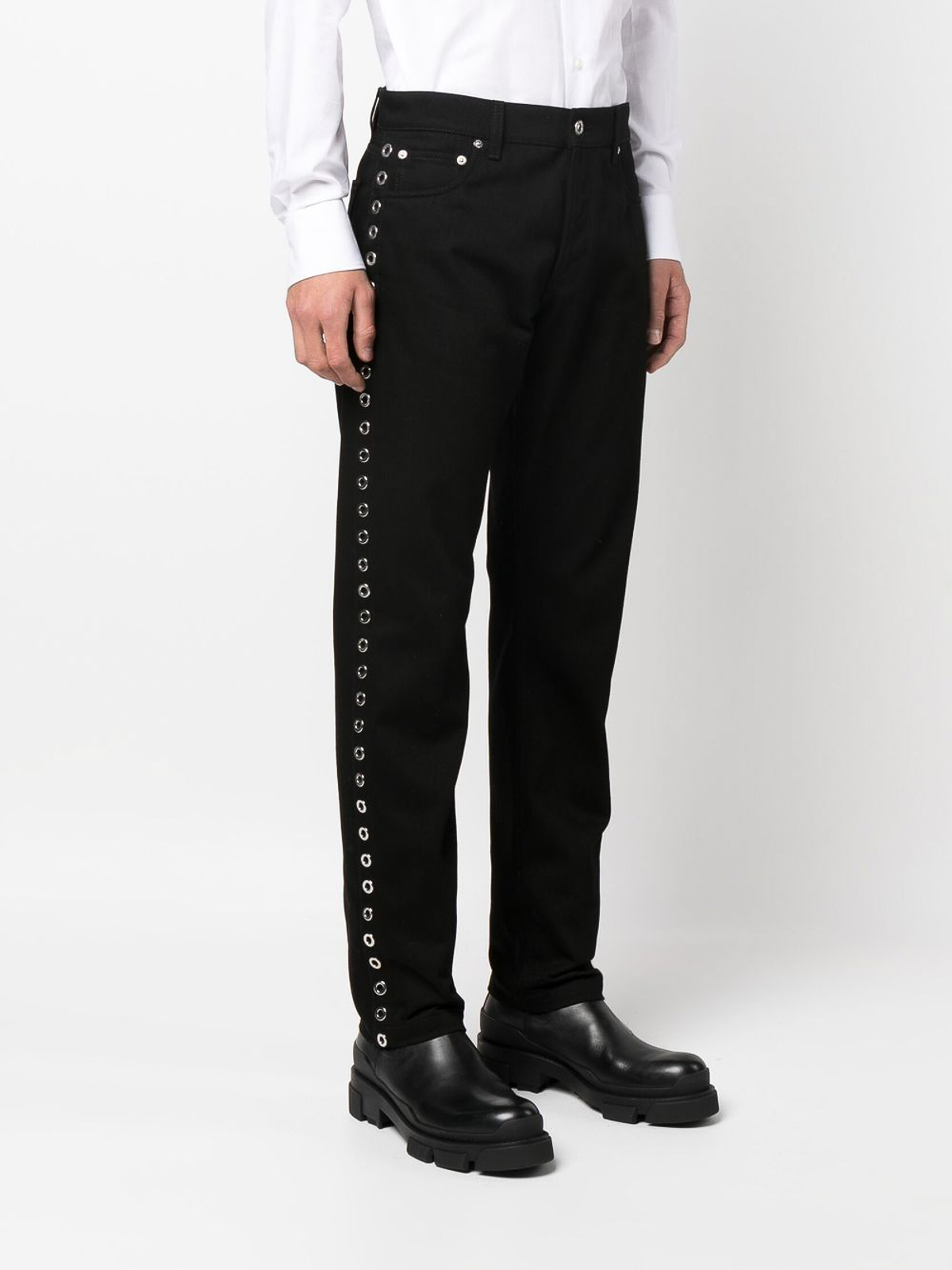 Shop Alexander Mcqueen Jeans With Metal-eyelets In Black