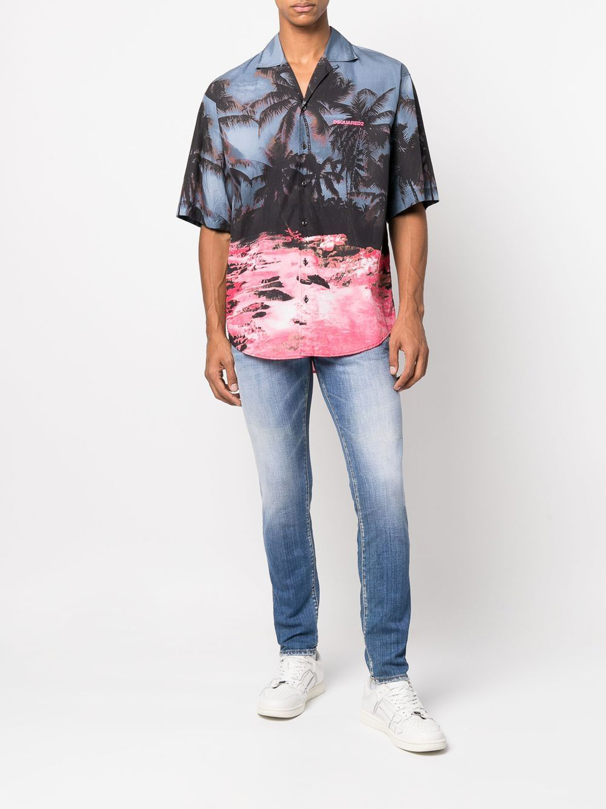 Shop Dsquared2 Palm Tree Shirt In Azul