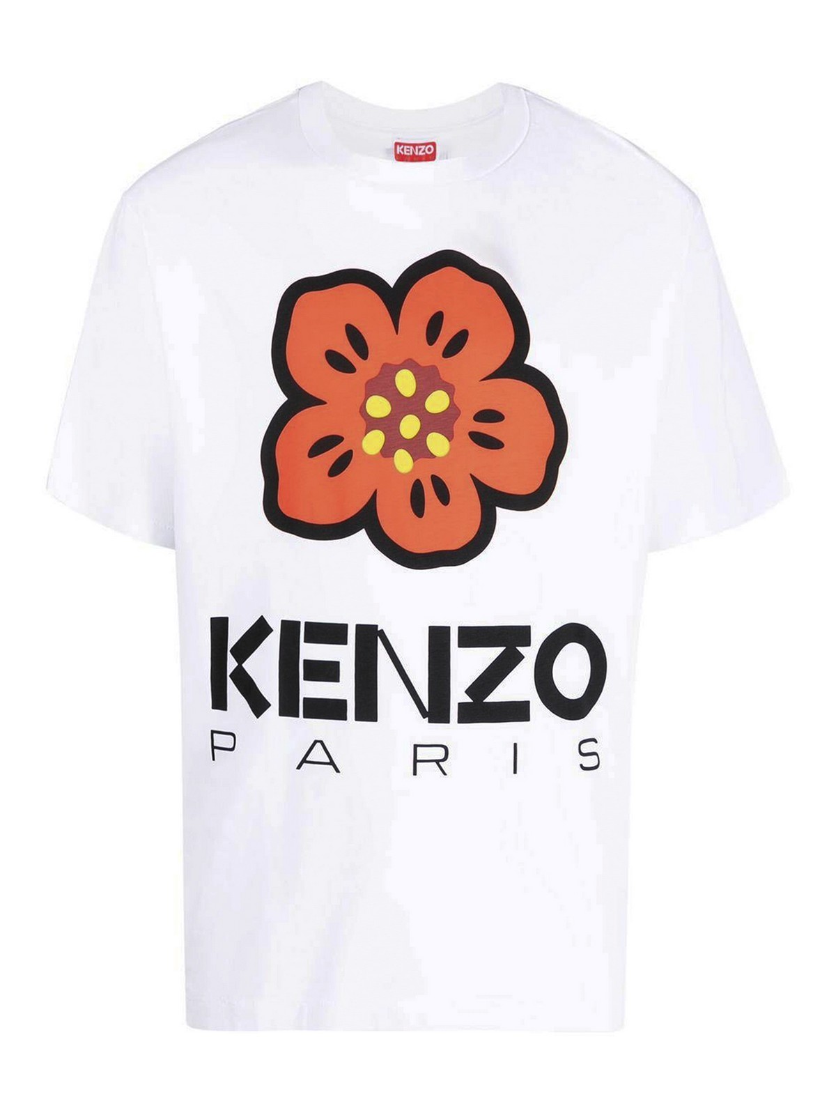 Kenzo Cotton Tee With Floral Print In White