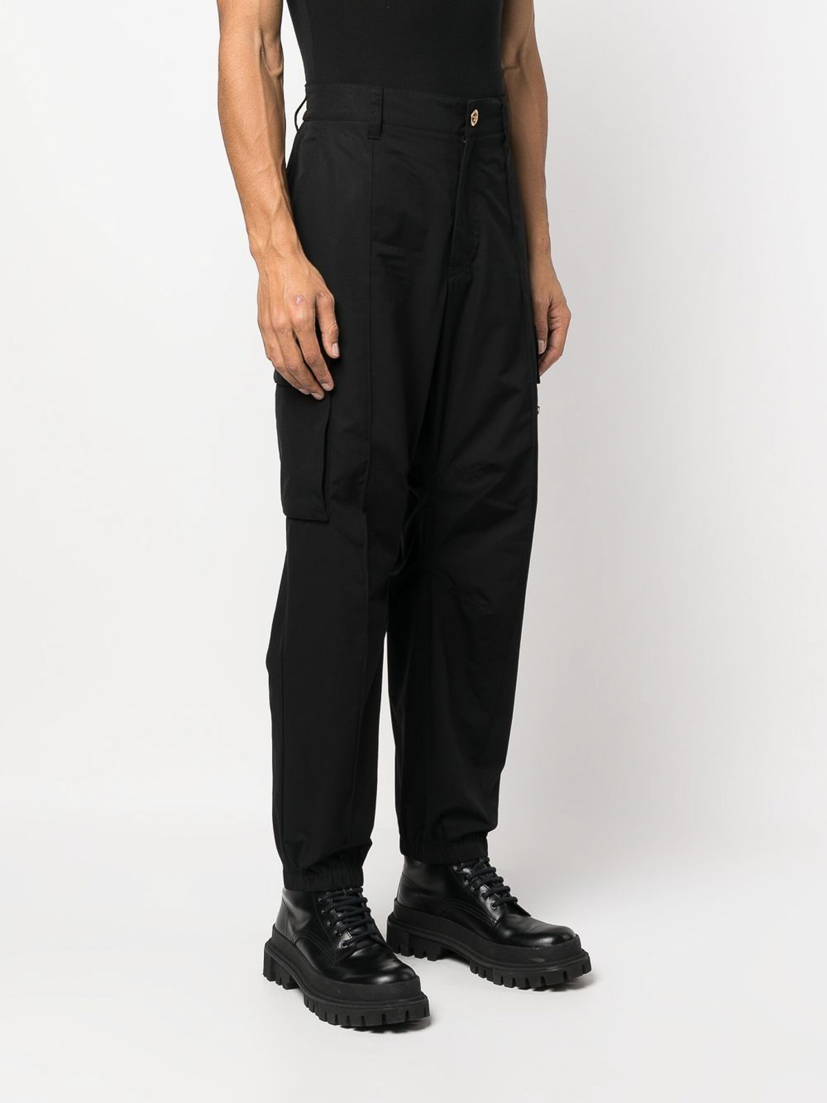 Shop Versace Cargo Trousers In Negro