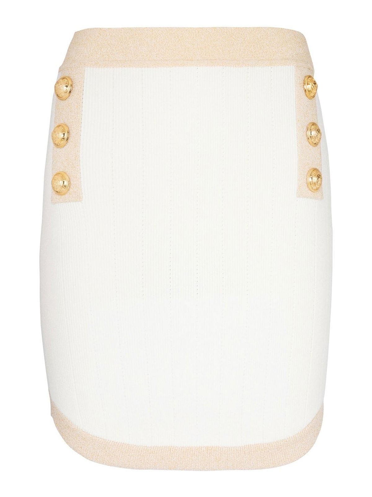 Shop Balmain Buttons Knitted Skirt In White