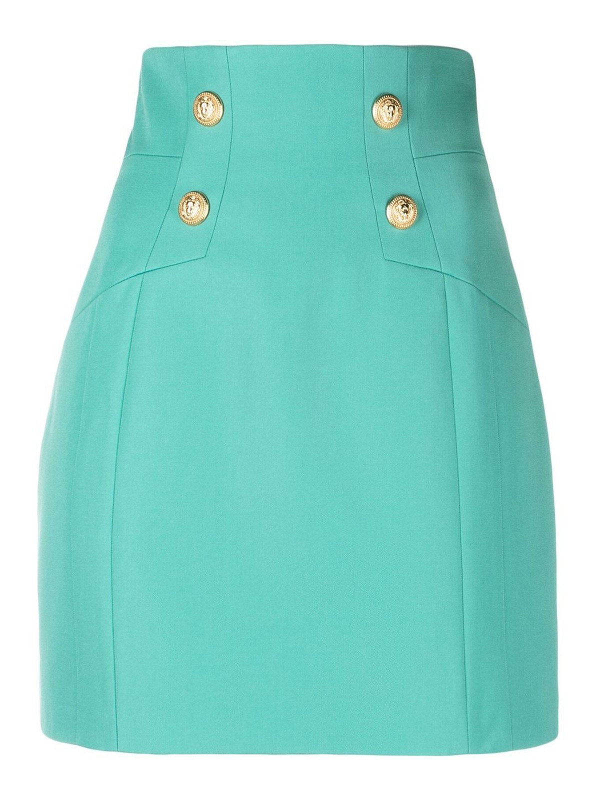 Shop Balmain Button-up Skirt In Green