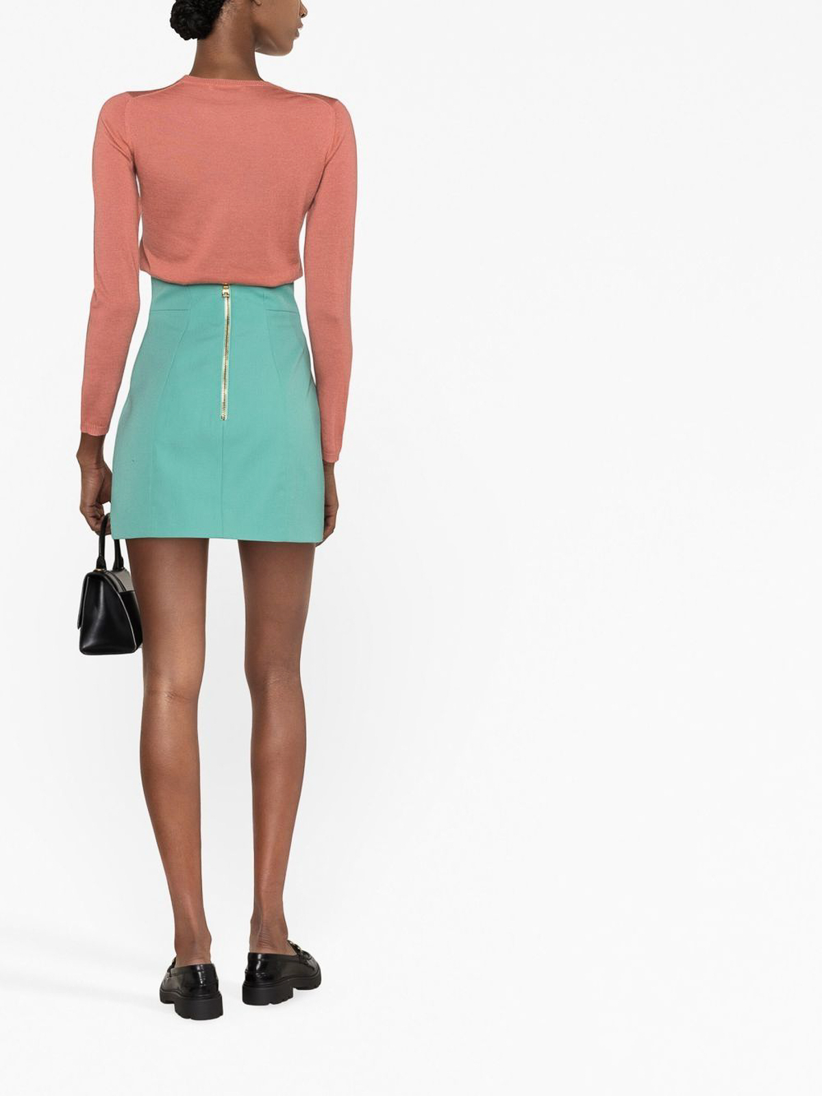 Shop Balmain Button-up Skirt In Green