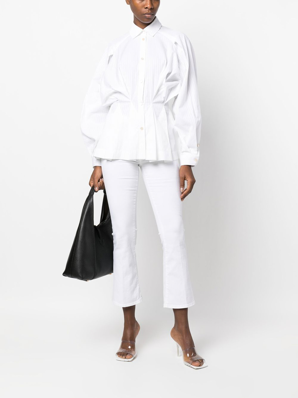 Shop Dondup Flared Cuff Jeans In White