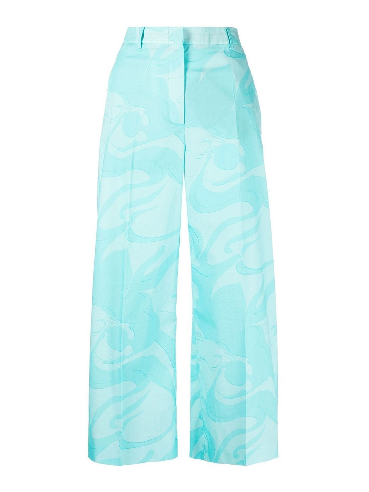 Shop Etro Hight Waist Crop Trousers In Light Blue