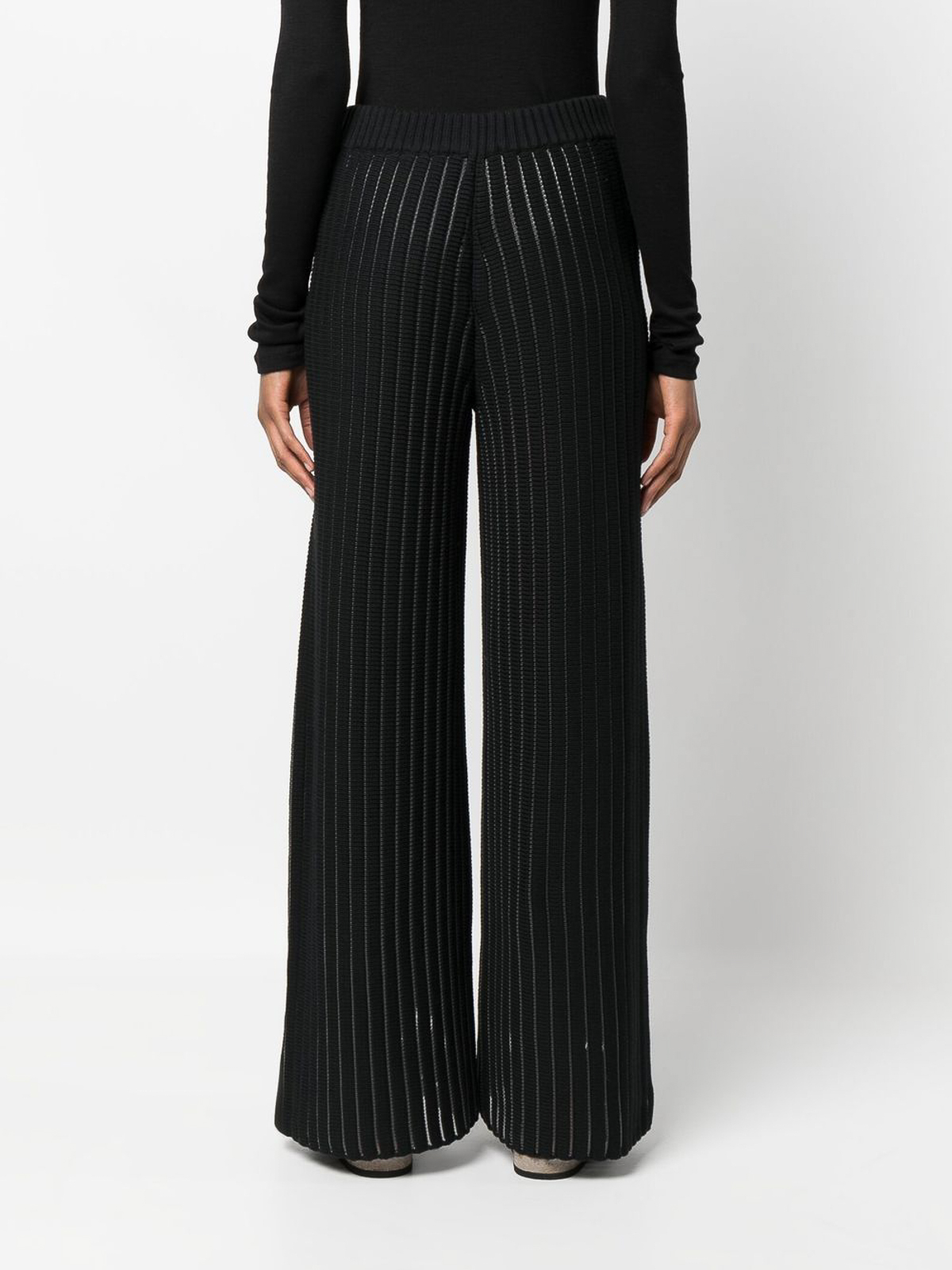 Shop Fabiana Filippi Wide Leg Knittedd Trousers In Black