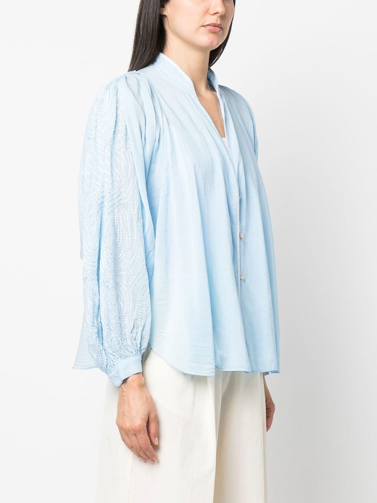 forte_forte 長袖シャツ ライトブルー Forte Forte Wide sleeve shirt - Light Blue|10100MYSHIRT5023